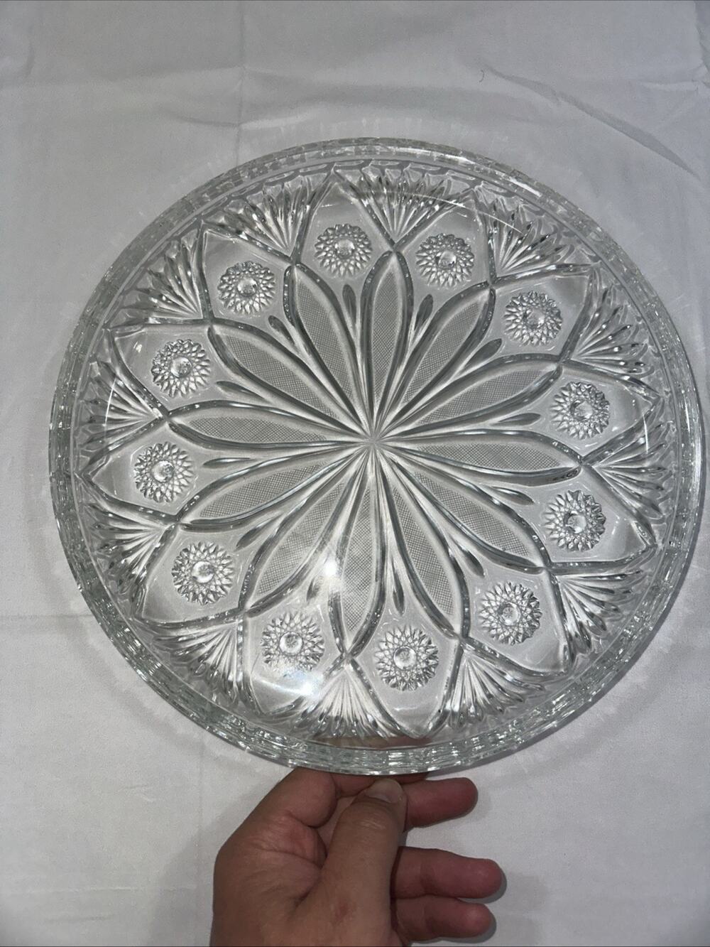 IRENA Lead Crystal Raised Edge Serving Platter Cake Plate 11.25"